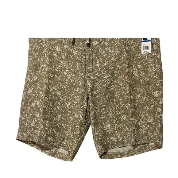 Cubavera Shorts Mens XLarge Beige Linen Blend Flat Front Tropical Leaf Print NWT - Picture 5 of 11